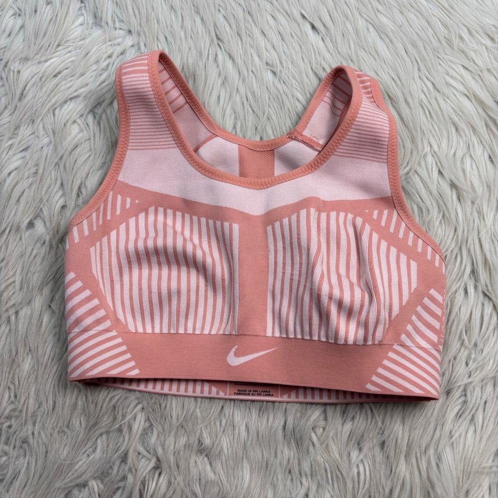 Nike Women's S Pink FE/NOM Flyknit Sports Bra High Support Train Running Gym